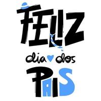 feliz dia dos pais cartão com ilustração de chapéu e gravata. feliz dia dos pais citação desenhada à mão. use para impressões, cartazes, mídias sociais, camiseta, caneca, vendas. vetor