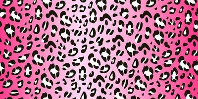 padrão de leopardo preto e branco no padrão sem emenda de fundo rosa. fundo desenhado à mão animalesco. ilustração vetorial vetor