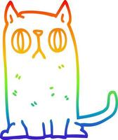 desenho de linha de gradiente de arco-íris desenho animado gato engraçado vetor