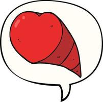 símbolo de coração de amor dos desenhos animados e bolha de fala vetor