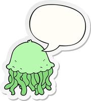 medusa dos desenhos animados e adesivo de bolha de fala vetor