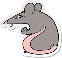 adesivo de um rato de desenho animado astuto vetor