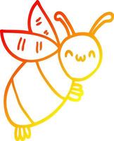 linha de gradiente quente desenhando abelha de desenho animado bonito vetor
