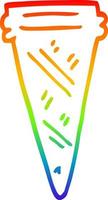 desenho de linha de gradiente de arco-íris casquinha de sorvete de desenho animado vetor
