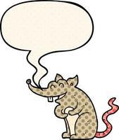 rato de desenho animado e bolha de fala no estilo de quadrinhos vetor