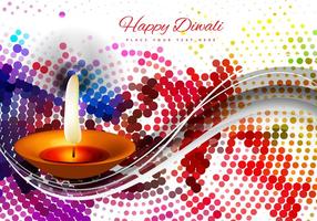 Diwali Diya com design de meio-tom vetor