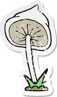 adesivo retrô angustiado de um cogumelo de desenho animado vetor