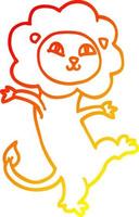 desenho de linha gradiente quente desenho animado leão feliz vetor