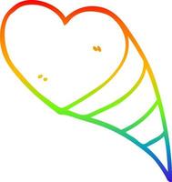 desenho de linha de gradiente de arco-íris desenhos animados corações de amor vetor