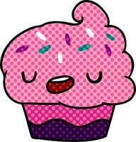 kawaii dos desenhos animados de um cupcake fofo vetor