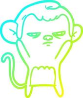 macaco de desenho animado de desenho de linha de gradiente frio vetor