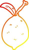 desenho de linha de gradiente quente desenho de frutas de limão dos desenhos animados vetor