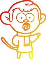 desenho de linha de gradiente quente desenho animado macaco chocado vetor