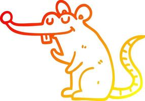 rato de desenho animado de desenho de linha de gradiente quente vetor