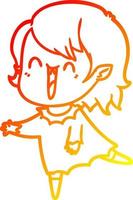 linha de gradiente quente desenhando bonito desenho animado garota vampira feliz vetor