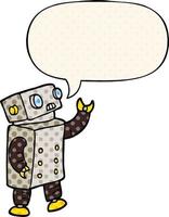 robô de desenho animado e bolha de fala no estilo de quadrinhos vetor