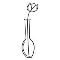 doodle adesivo de vaso de vidro com tulipa vetor