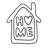 adesivo doodle com uma foto de uma casa amada vetor