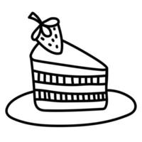 adesivo de doodle com bolo de aniversário fofo vetor