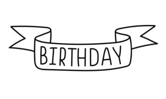 doodle desenho com banners de férias, guirlandas para decoração de festa de aniversário vetor