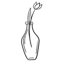 doodle flores em um vaso de forma incomum, plantas de interior vetor