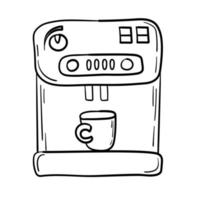 adesivo de doodle com máquina de café engraçada vetor
