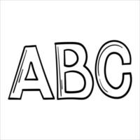 adesivo doodle com as primeiras letras do alfabeto vetor
