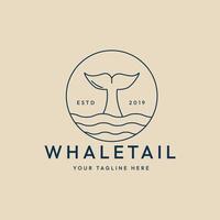 logotipo, ícone e símbolo da arte da linha de cauda de baleia, com design de ilustração vetorial de emblema vetor