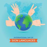 dia internacional do banner de fundo de línguas de sinais vetor