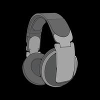 ilustração vetorial de fones de ouvido de bloco de cores, conceito de música, vetor de arte de linha, fones de ouvido portáteis, vetor de fones de ouvido