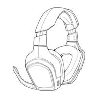 ilustração vetorial de fones de ouvido de arte de linha, conceito de música, vetor de arte de linha, fones de ouvido portáteis, vetor de fones de ouvido