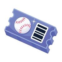 ícone plano na moda do bilhete de beisebol vetor