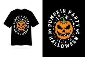 ilustração de design de estilo vintage de camiseta de festa de abóbora de halloween vetor