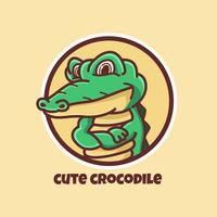 ilustração em vetor de personagem de crocodilo, com estilo fofo e infantil. este design é muito bom para crianças