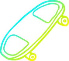placa de skate dos desenhos animados de desenho de linha de gradiente frio vetor