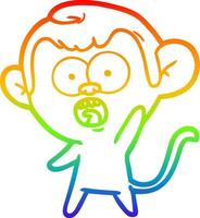 desenho de linha de gradiente de arco-íris desenho animado macaco chocado vetor