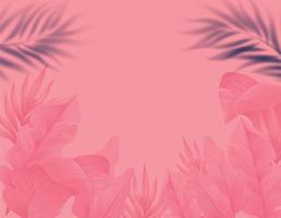 fundo tropical top rosa com folhas de palmeira vetor
