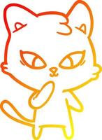 linha de gradiente quente desenhando gato de desenho animado fofo vetor