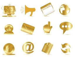 ícones de comunicação de ouro isolam no fundo branco