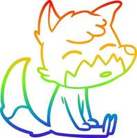 desenho de linha de gradiente de arco-íris desenho de raposa sentada vetor
