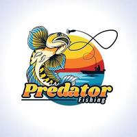 logotipo de pesca predador de peixe amarelo vetor