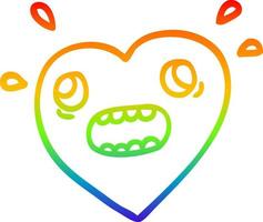 desenho de linha de gradiente de arco-íris desenho de coração em pânico vetor