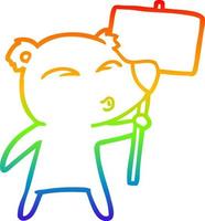 desenho de linha de gradiente de arco-íris desenho de urso polar com cartaz vetor