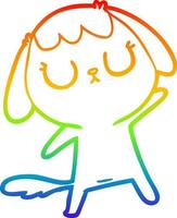 linha de gradiente de arco-íris desenhando cachorro fofo de desenho animado vetor
