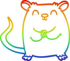 desenho de linha gradiente arco-íris desenho animado rato feliz vetor