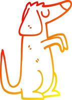 cão de desenho animado de desenho de linha de gradiente quente vetor