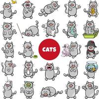 conjunto grande de personagens de gato ou gatinho de desenho animado engraçado