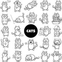 personagens de desenhos animados gato grande conjunto página de livro de cores vetor