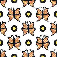 padrão de borboleta laranja-amarelo sobre fundo branco para design têxtil. imagem vetorial para uso no design do site vetor