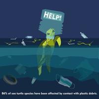 dia mundial dos oceanos, dia mundial do meio ambiente, dia da terra, ilustração em vetor conceito dia marítimo mundial. parar a poluição plástica. manter os oceanos limpos. salvar a vida marinha. pare de criar mutantes lixo